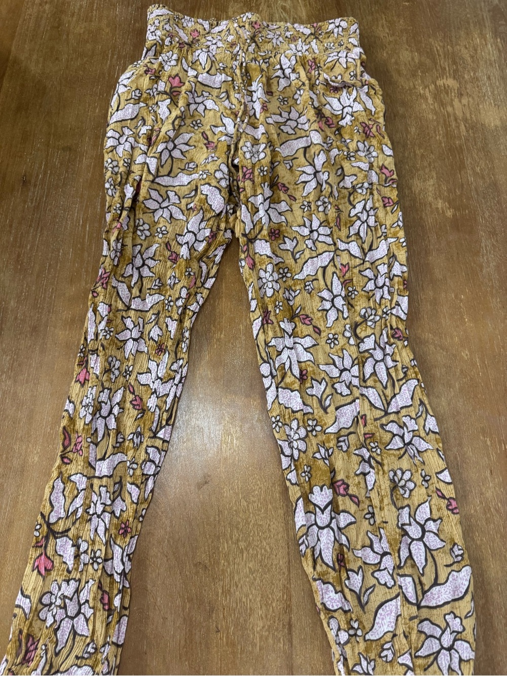 aerie Mustard Yellow Floral Pull-On Joggers